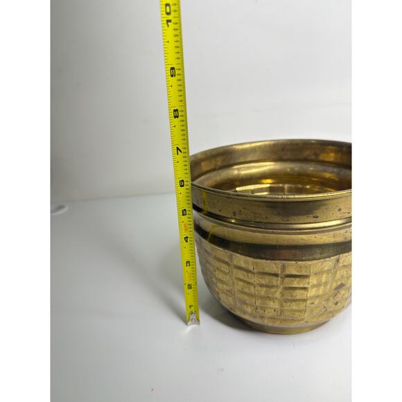 Lacquer Brass Planter for House plants, Made in India, Vintage - Picture 8 of 9